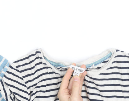 White Stuff Womens Multicoloured Striped Long Sleeve Cotton T-Shirt UK 14