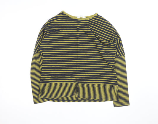 Braintree Womens Green Striped Long Sleeve Cotton T-Shirt Size S