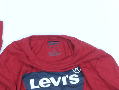 Levi's Boys Red Long Sleeve Logo Cotton T-Shirt 10 Years