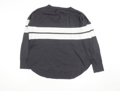 The White Company Men's Grey Striped Cotton Crew Neck Jumper M
