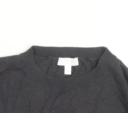 The White Company Men's Grey Striped Cotton Crew Neck Jumper M