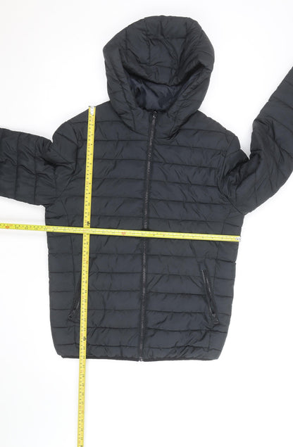 Jack & Jones Men's Black Puffer Jacket Hooded Size S