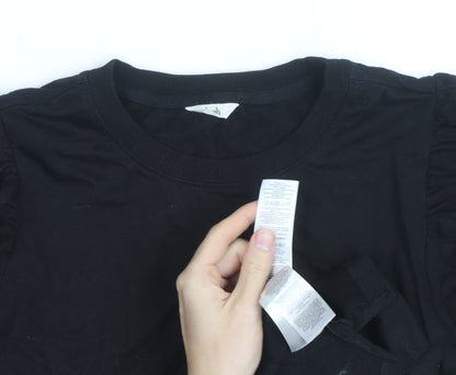 Hush Black Long Sleeve Cotton Jersey Top M Unisex Casual