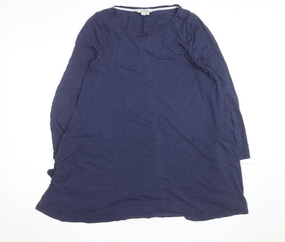 Boden Women Blue Cotton Jersey Shift Dress Size 12 Long Sleeve