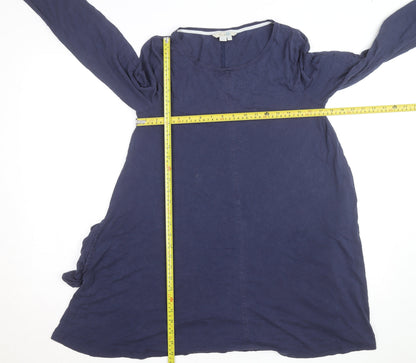 Boden Women Blue Cotton Jersey Shift Dress Size 12 Long Sleeve