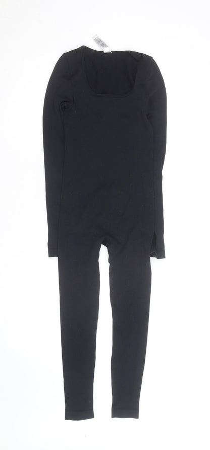 MOOSLOVER Women’s Black Long Sleeve Square Neck Stretch Catsuit XS