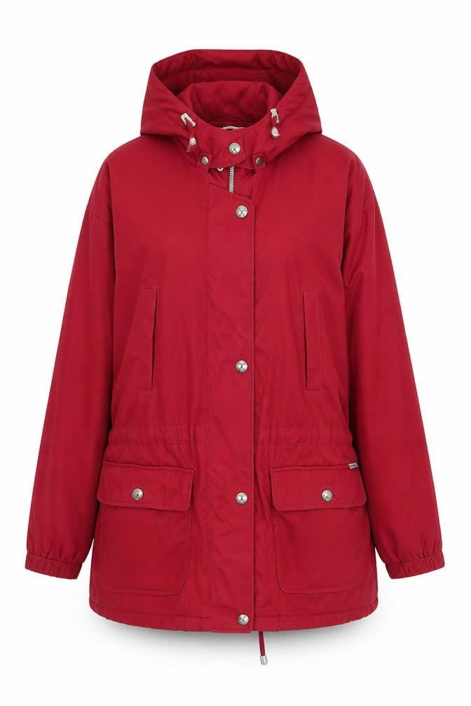 Marks and Spencer Women Red Hooded Parka Jacket Size 14 Lined Waterproof