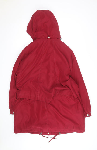 Marks and Spencer Women Red Hooded Parka Jacket Size 14 Lined Waterproof