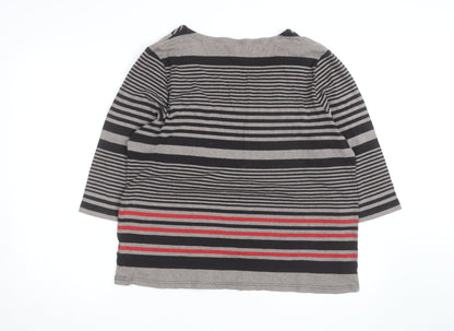 Maine New England Women's Grey Striped 3/4 Sleeve T-Shirt Size 22