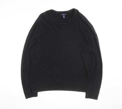 Gap Men's Black Cotton Crew Neck Pullover Jumper Size L