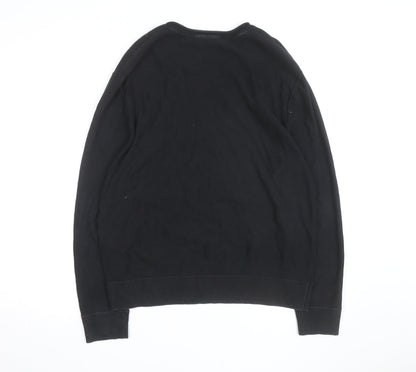 Gap Men's Black Cotton Crew Neck Pullover Jumper Size L