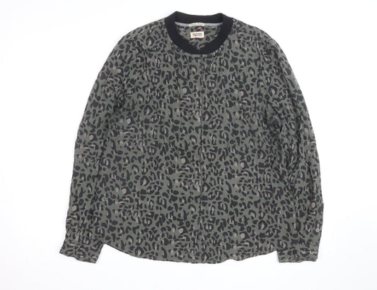 Hilfiger Denim Women's Green Animal Print Blouse M Long Sleeve