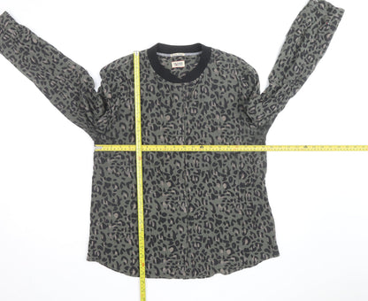 Hilfiger Denim Women's Green Animal Print Blouse M Long Sleeve
