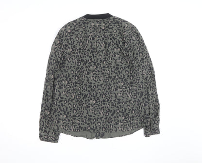 Hilfiger Denim Women's Green Animal Print Blouse M Long Sleeve