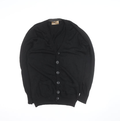 Marks and Spencer Men’s Black Wool Silk Cardigan L V-Neck Classic