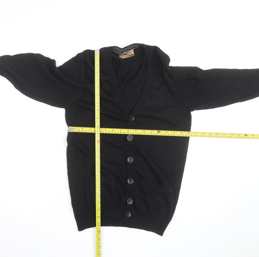 Marks and Spencer Men’s Black Wool Silk Cardigan L V-Neck Classic