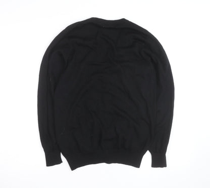Marks and Spencer Men’s Black Wool Silk Cardigan L V-Neck Classic