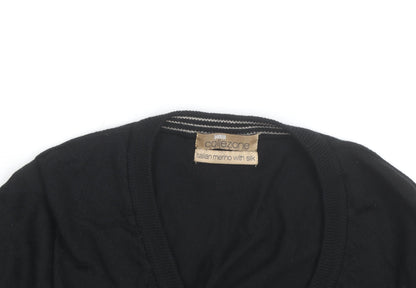 Marks and Spencer Men’s Black Wool Silk Cardigan L V-Neck Classic