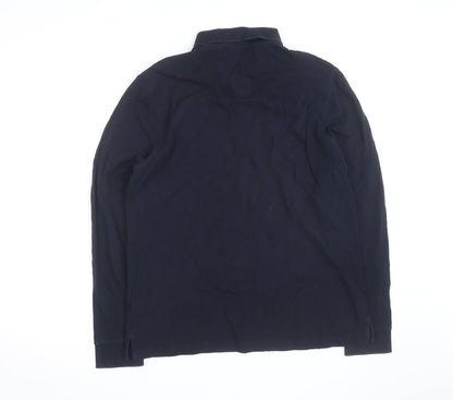 Marks and Spencer Men's Black Long Sleeve Cotton Polo Shirt L