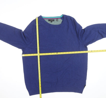 Ted Baker Men's Blue Cotton Wool Crew Neck Pullover Jumper XL