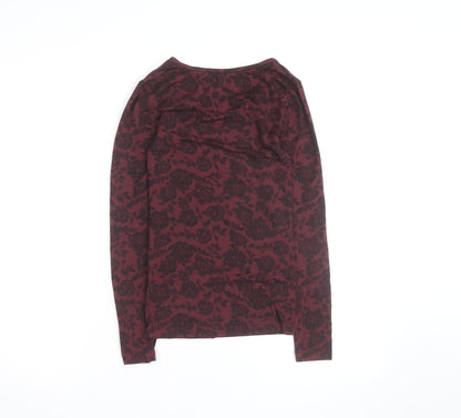Marks and Spencer Women Red Floral Long Sleeve Jersey Blouse Size 10