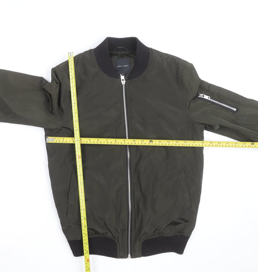 New Look Women's Green Bomber Jacket Size 8 Zip Casual Lightweight