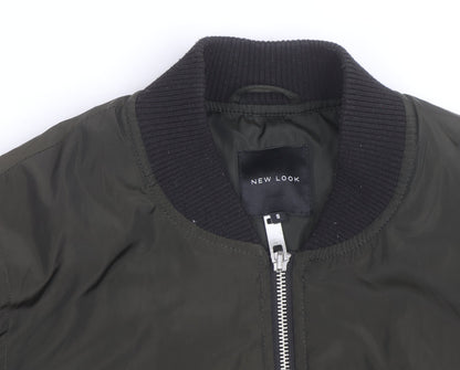 New Look Women's Green Bomber Jacket Size 8 Zip Casual Lightweight