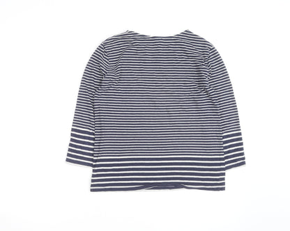Warehouse Women’s Blue Striped Cotton Long Sleeve Pullover Jumper Size 8
