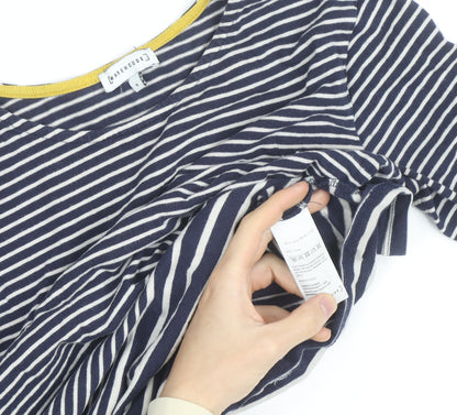 Warehouse Women’s Blue Striped Cotton Long Sleeve Pullover Jumper Size 8