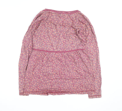 Fat Face Women’s Pink Floral Wrap Blouse Size 10 Cotton V-Neck Long Sleeve