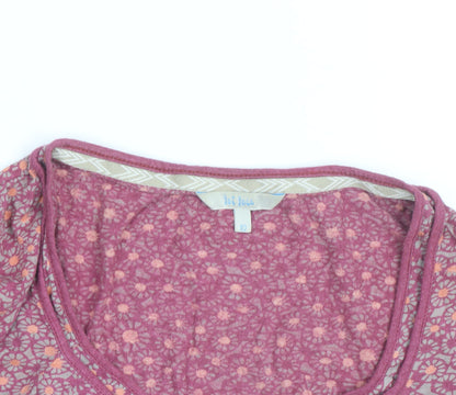 Fat Face Women’s Pink Floral Wrap Blouse Size 10 Cotton V-Neck Long Sleeve