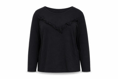 Originals from M&S Women's Black Long Sleeve Ruffle Jersey Top Size 20