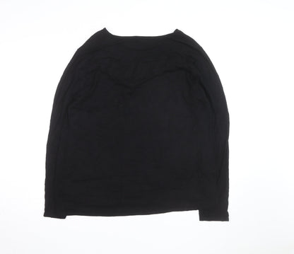 Originals from M&S Women's Black Long Sleeve Ruffle Jersey Top Size 20