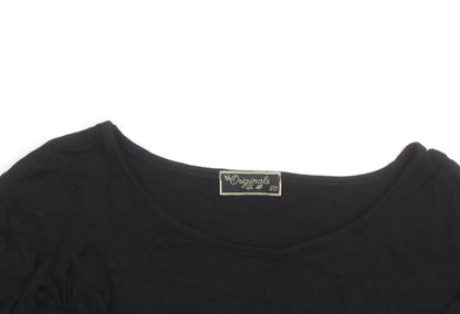 Originals from M&S Women's Black Long Sleeve Ruffle Jersey Top Size 20
