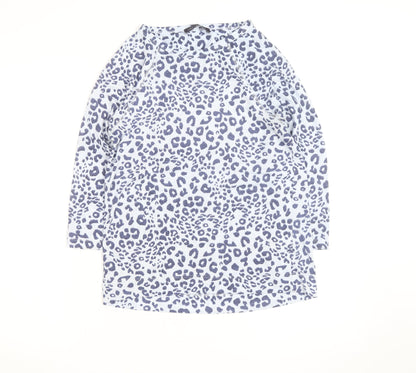 Marks and Spencer Womens Blue Leopard Print 3/4 Sleeve T-Shirt UK 10
