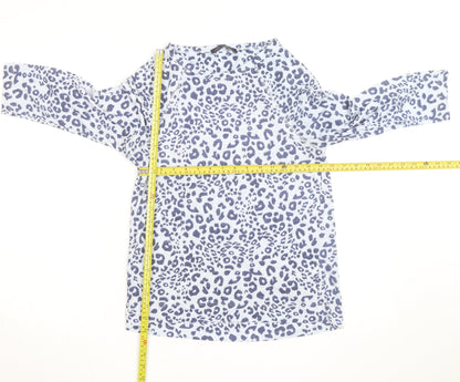 Marks and Spencer Womens Blue Leopard Print 3/4 Sleeve T-Shirt UK 10