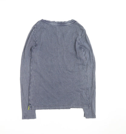 White Stuff Women Blue Cotton Crew Neck Long Sleeve Pullover Jumper Size 14