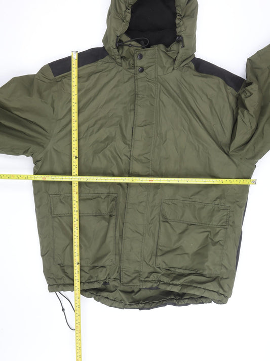 Crivit Men's Green Hooded Winter Parka Jacket Size L Outdoor Coat