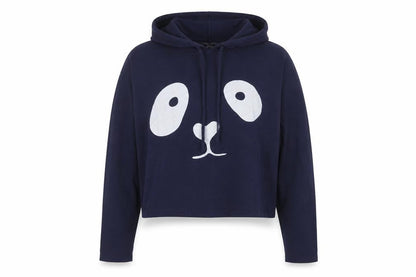Zigzag Womens Navy Blue Hoodie UK 12 Pullover Long Sleeve Cotton