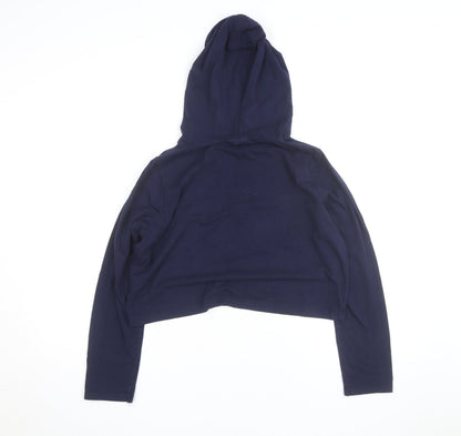 Zigzag Womens Navy Blue Hoodie UK 12 Pullover Long Sleeve Cotton