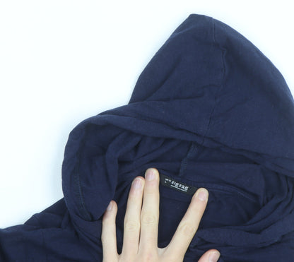 Zigzag Womens Navy Blue Hoodie UK 12 Pullover Long Sleeve Cotton