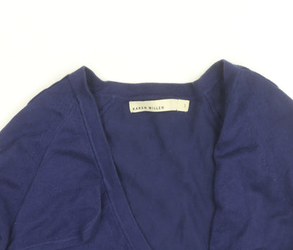 Karen Millen Women's Blue Belted V-Neck Cardigan Size S