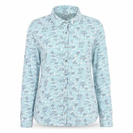 Boden Women Blue Floral Button-Up Shirt Size 8 Cotton Long Sleeve