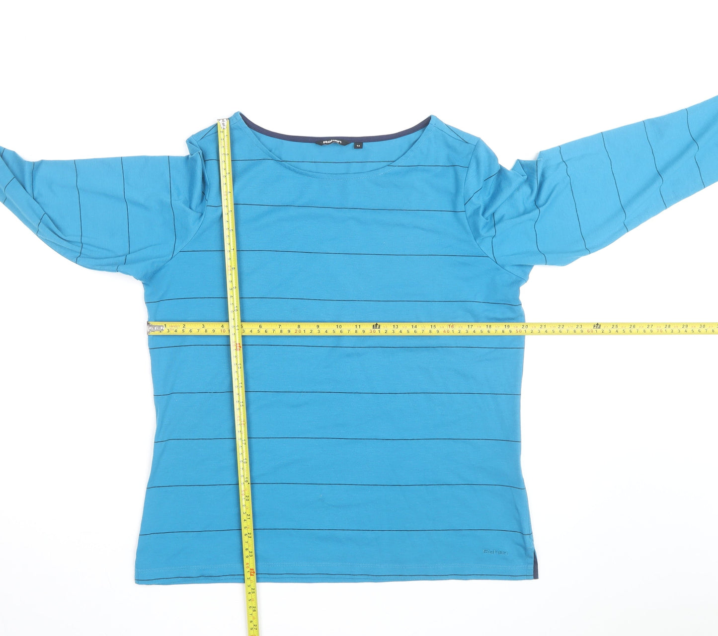 Rohan Womens Blue Striped Long Sleeve Boat Neck Top Size 14