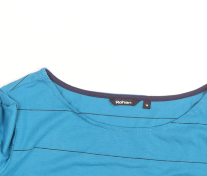 Rohan Womens Blue Striped Long Sleeve Boat Neck Top Size 14