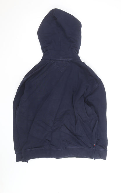 Tommy Jeans Men's Blue Pullover Hoodie Small Embroidered Logo