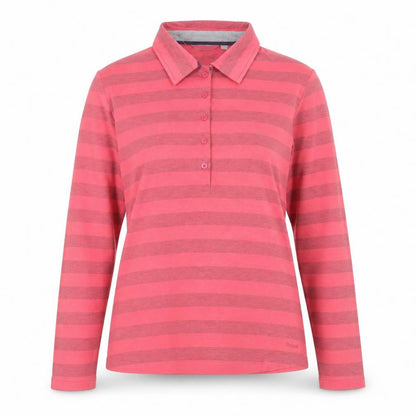 Rohan Womens Pink Striped Long Sleeve Polo Shirt Size 14
