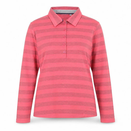 Rohan Womens Pink Striped Long Sleeve Polo Shirt Size 14
