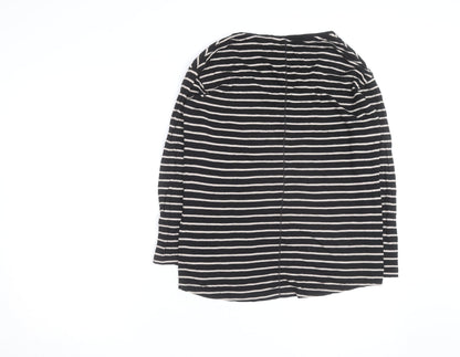FatFace Women’s Black Striped Long Sleeve V-Neck Cotton T-Shirt Size 6