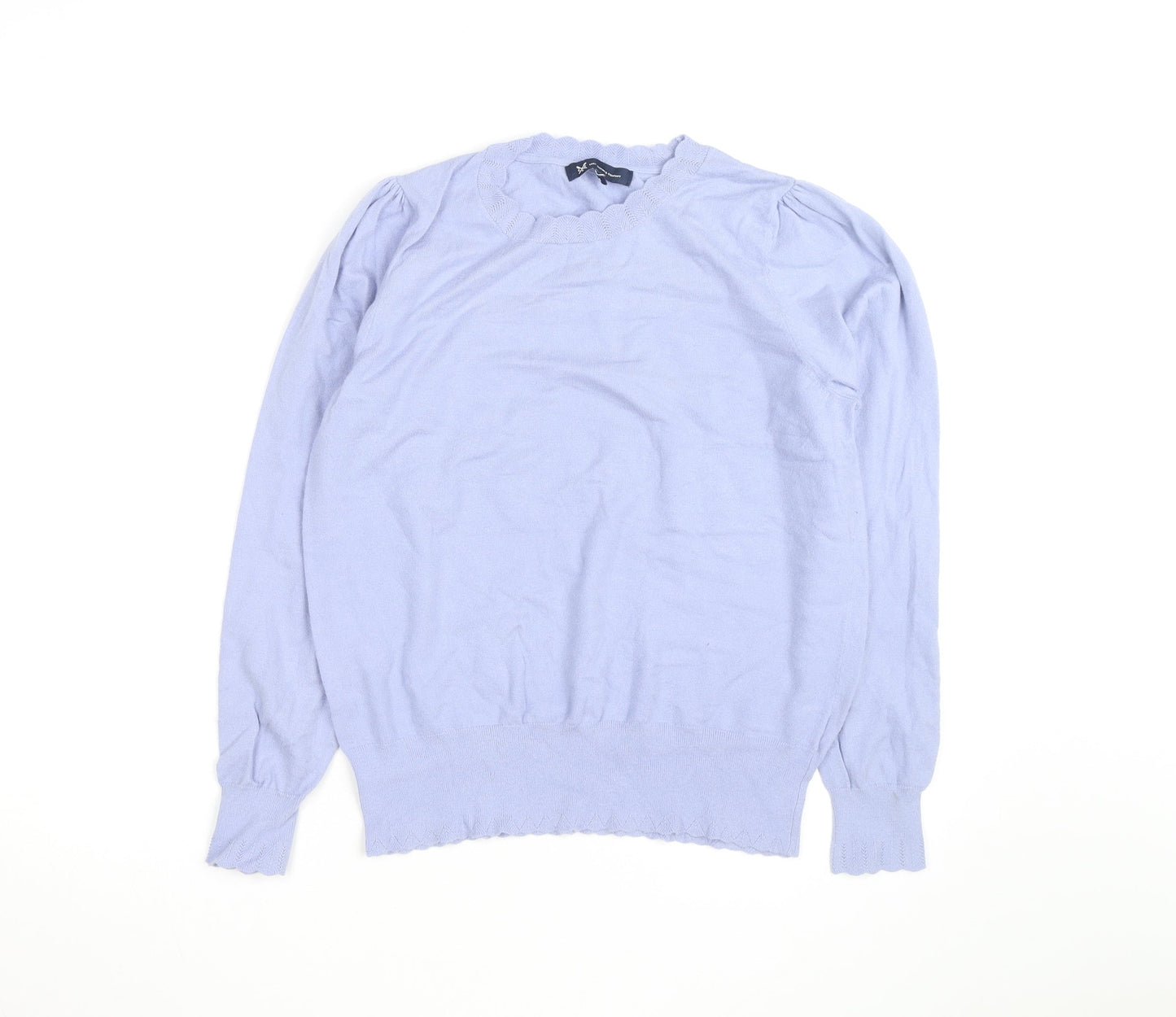Crew Clothing Women Blue Cotton Crew Neck Jumper Size 14